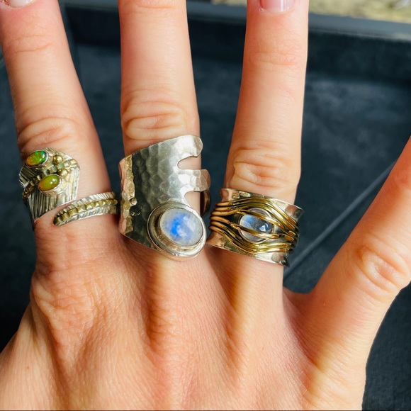 🤍 Stunning Moonstone & Opal Silver Rings 🤍 - Picture 3 of 17